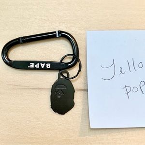 A bathing ape Bape black metal keychain